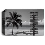 Personalized Family Beach Canvas | Custom Family Name Sign Wall Art | Black & White Coastal Family Decor |Personalized Family Canvas Wall Art