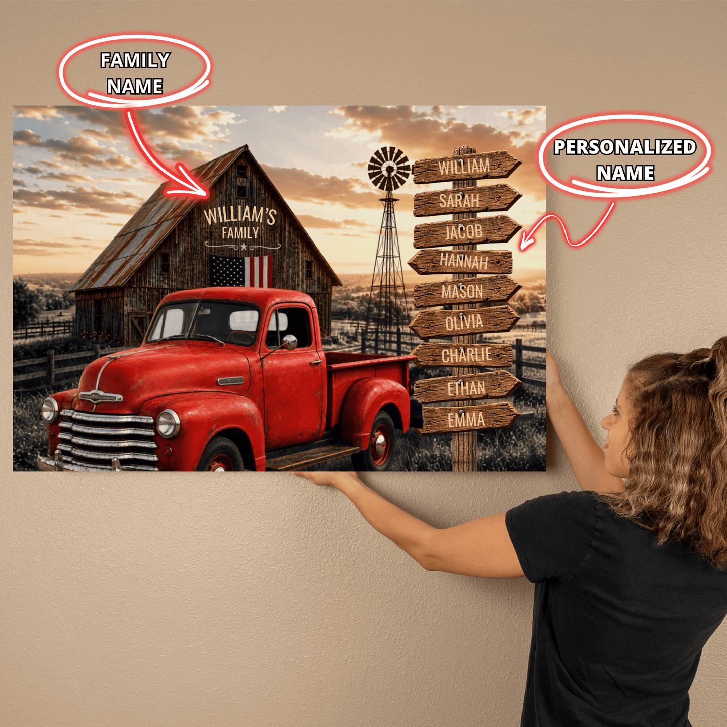 Personalized Family Farmhouse Canvas | Rustic Farmhouse Decor | Personalized Country Home Gift Wall Art