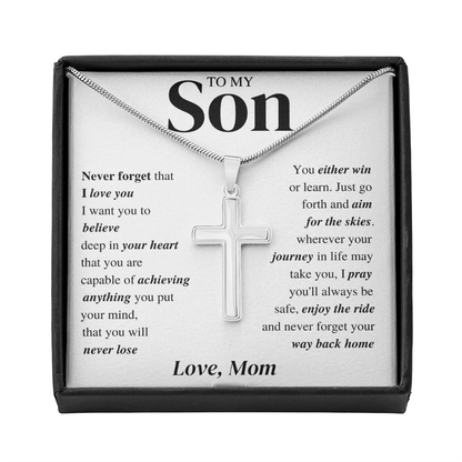 Cross Necklace; Son Gift Jewelry
