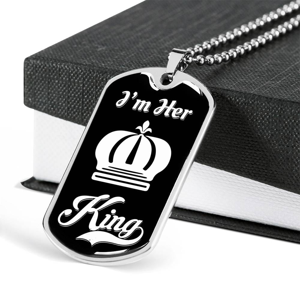 I Am Her King; Luxury Dog Tag Necklace Jewelry