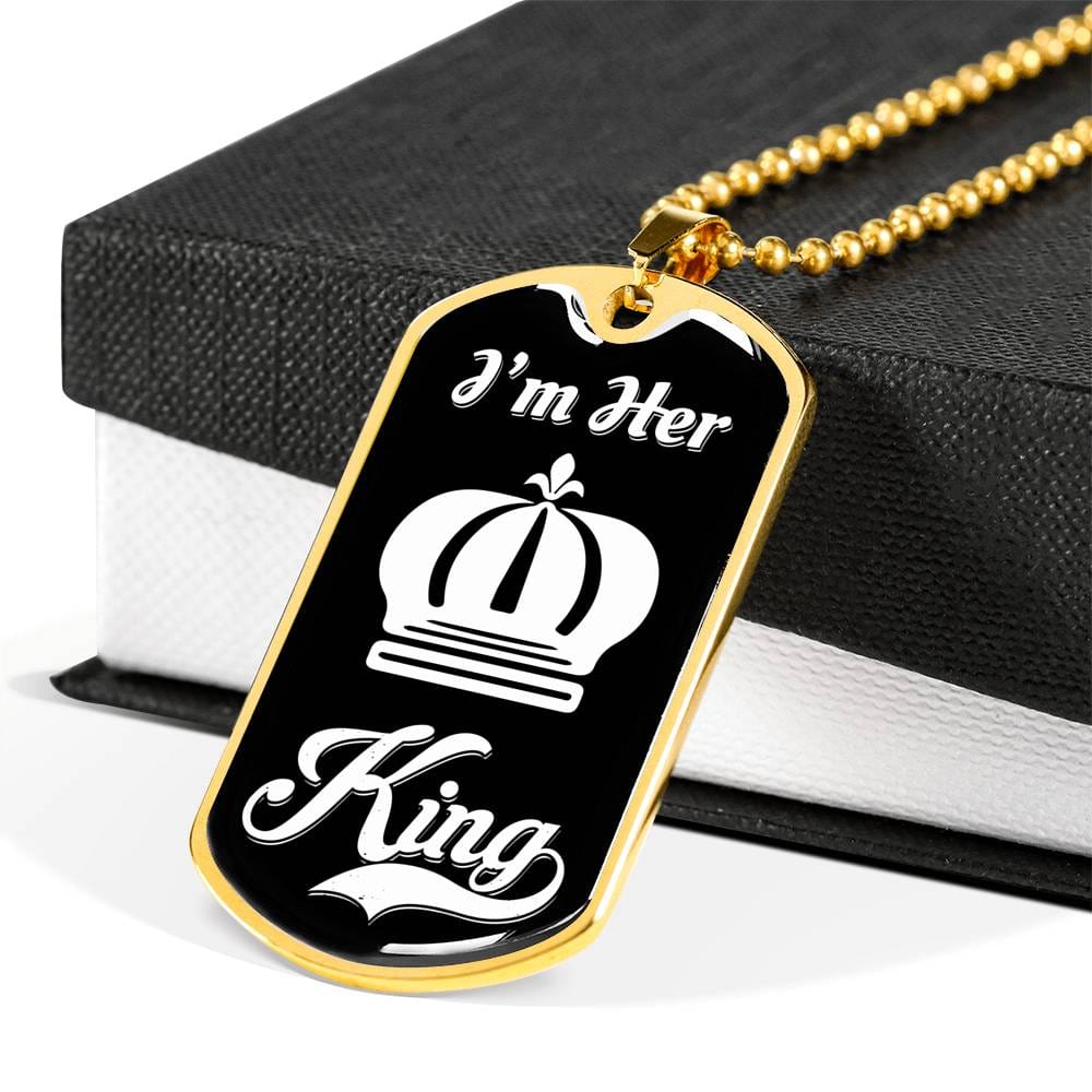 I Am Her King; Luxury Dog Tag Necklace Jewelry