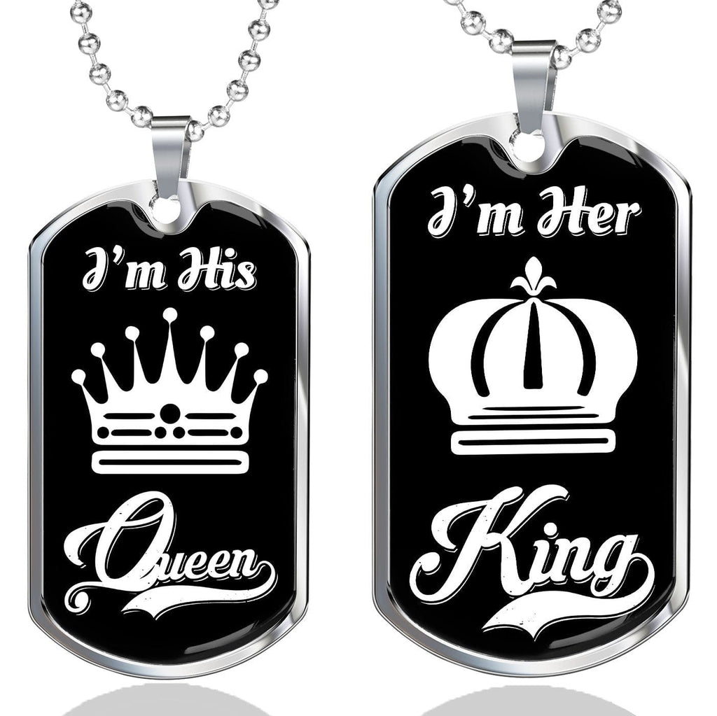 LUXURY DOG TAG BUNDLE; I Am His Queen and I Am Her King Jewelry Sets