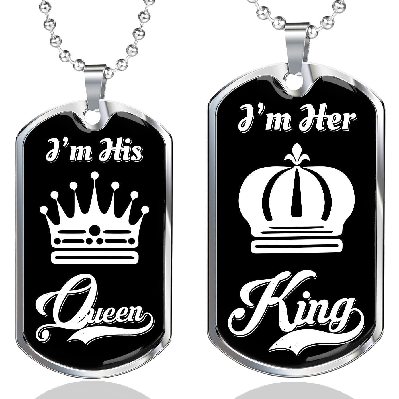 LUXURY DOG TAG BUNDLE; I Am His Queen and I Am Her King Jewelry Sets