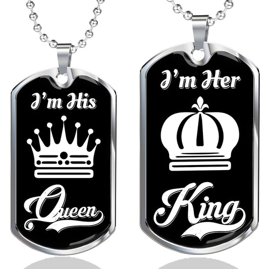LUXURY DOG TAG BUNDLE; I Am His Queen and I Am Her King Jewelry Sets